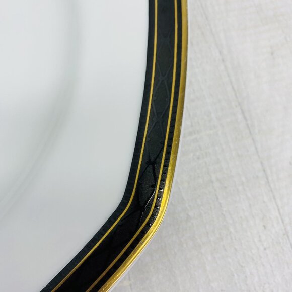 Christopher Stuart BLACK DRESS Y009 China Octagonal Gold Trim Dinner Plate Set 3 - Picture 10 of 14